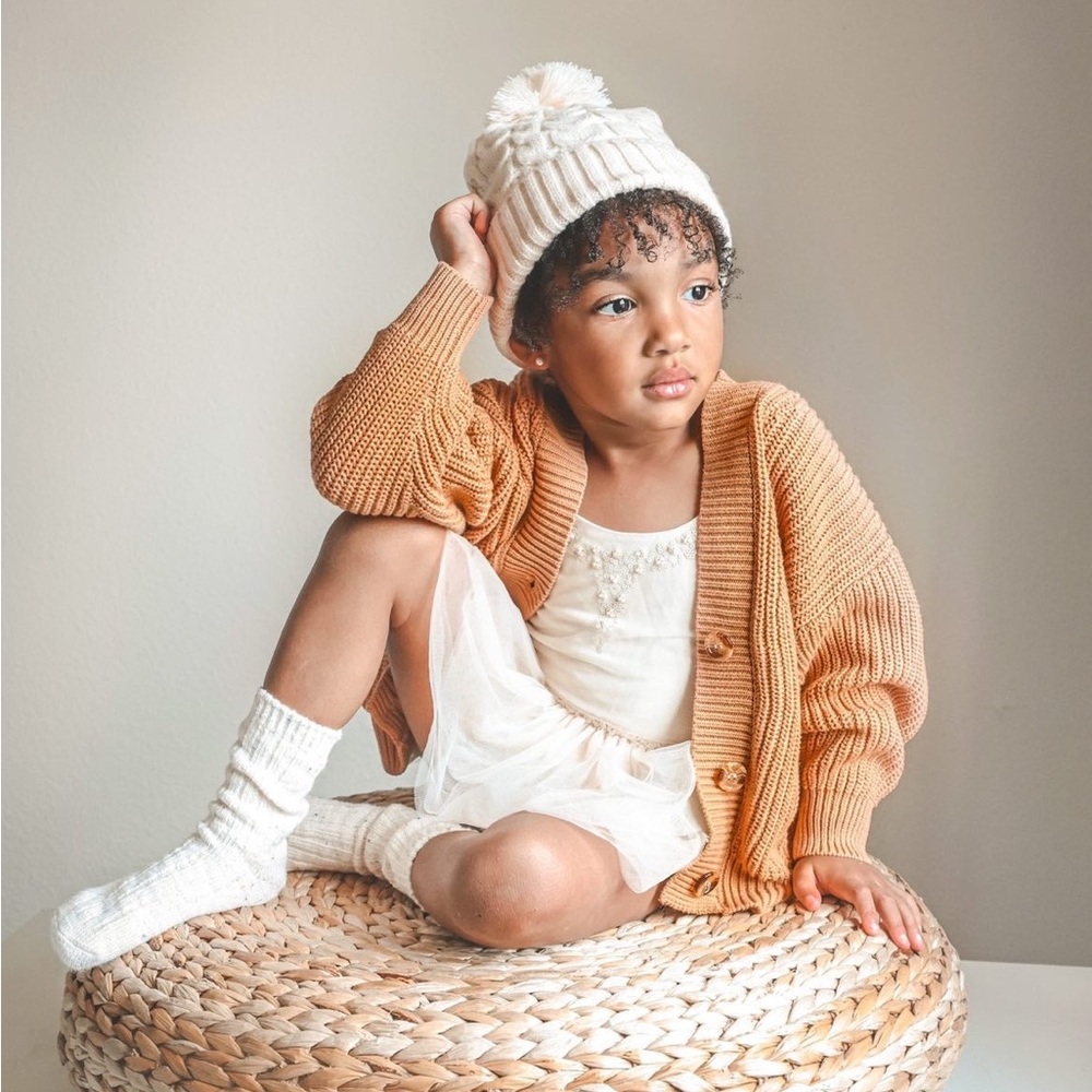 Cozy Tan Knit Cardigan for Kids Orcas Lucille Cardigan size 2t kids
